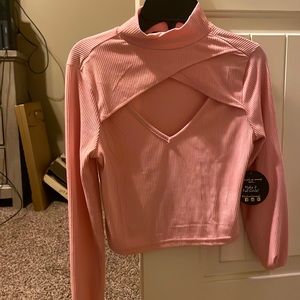 Never before worn pink long sleeve ribbed mock neck